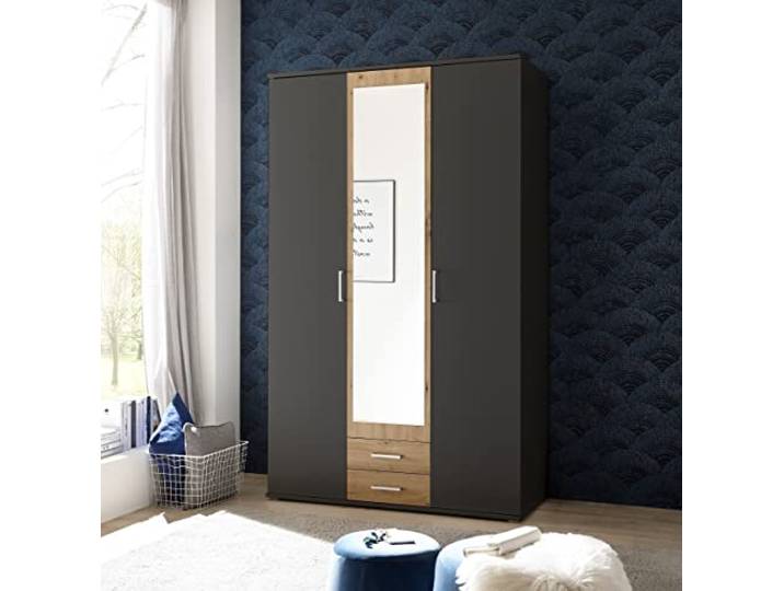 möbelando Kleiderschrank >Hanau< (BxHxT: 120x196x54 cm) in Graphit/Artisan Eiche