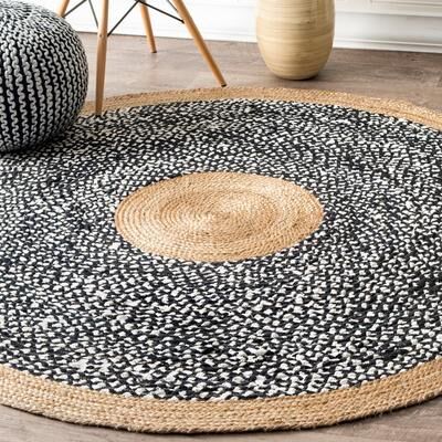 Nuloom Geometric Casual Natural Fiber Jute And Cotton Token Area Rug