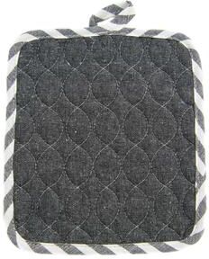 IH Casa Decor Wave Stitched Quilted Pot Holder Black - Set of 6