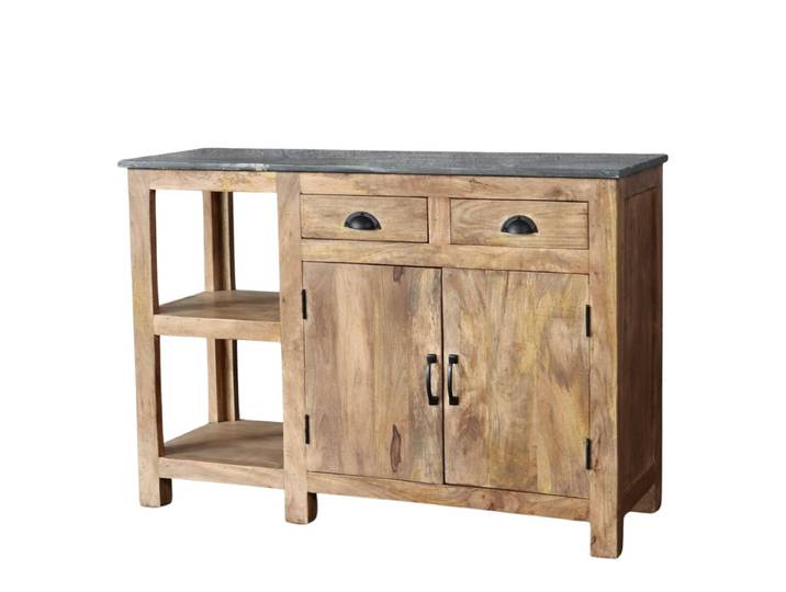 Sideboard SPLIT Anrichte massiv Mangoholz mit Marmorplatte Kommode