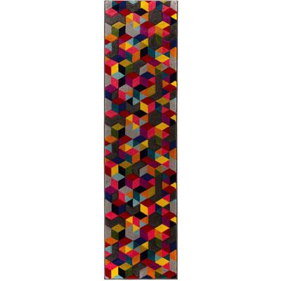 Läufer FLAIR RUGS "Dynamic", bunt (multi), B:66cm H:10mm L:230cm, Polypropylen, Teppiche, Läufer, fußbodenheizungsgeeignet, Cube Muster, bunt, Wohnzimmer, Läufer