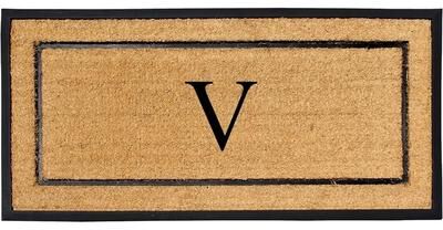 A1 Home Collections Natural Coir & Rubber Large Monogrammed Door Mat