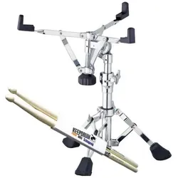 Tama Snare-Ständer HS80LOW mit Schlagzeugstöcken, Instrumentenständer + Halter, Weiss