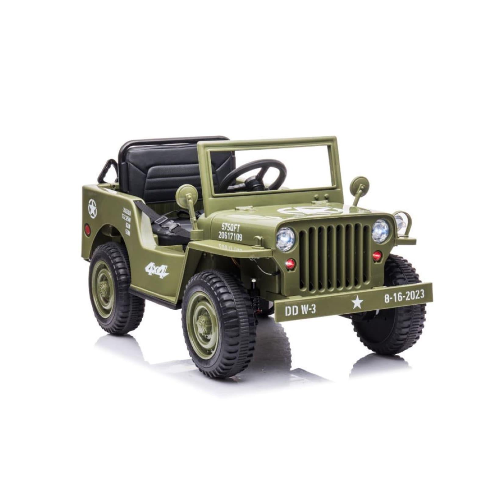 ES-Toys Kinder Elektrofahrzeug Offroad Militär, Allradantrieb, EVA-Reifen, MP3 grün