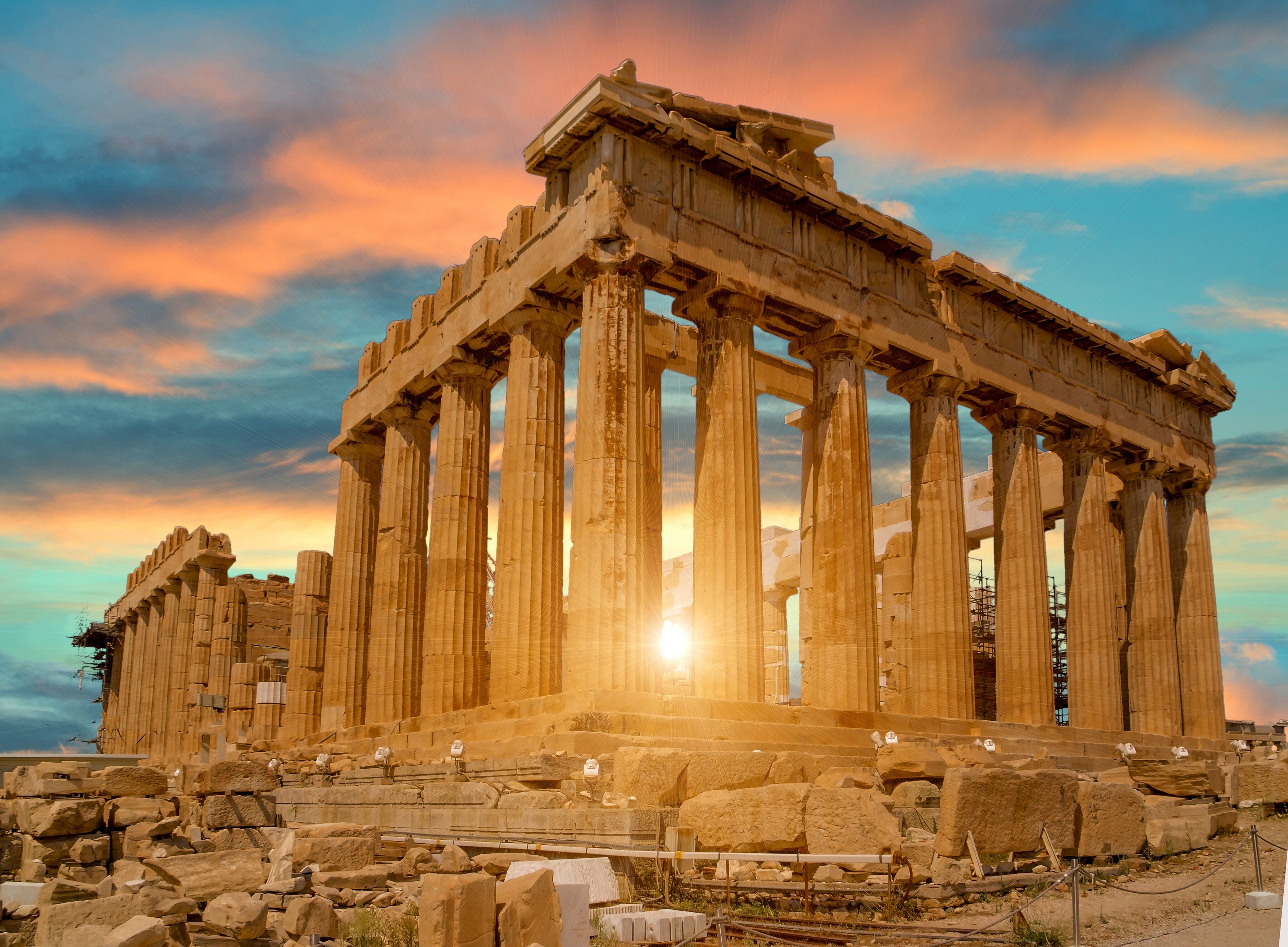 Fototapete PAPERMOON "Parthenon Athens", bunt, B:2,5m L:1,86m, Vlies, Tapeten, Fototapete