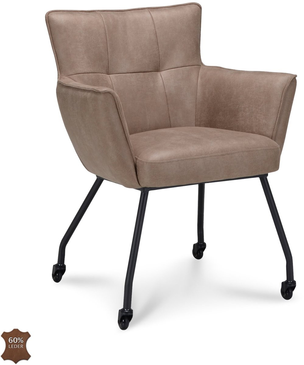 Icon Living Armstoel Nora on Wheel - Microleder Bull Liver - Black