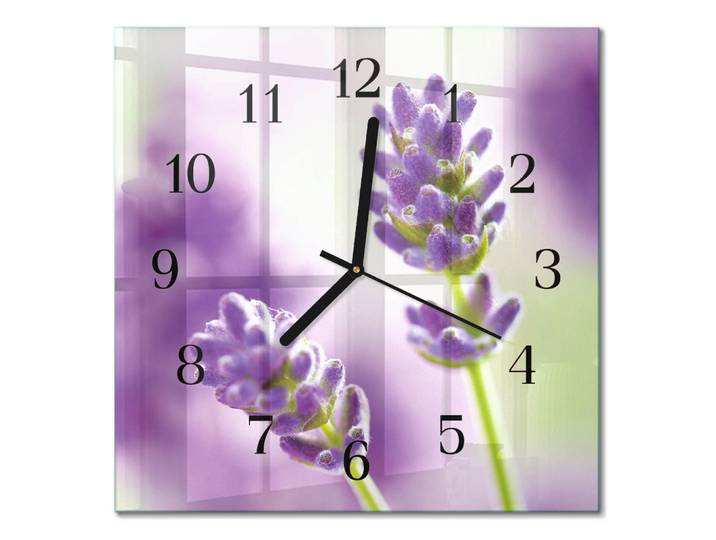 Tulup Wanduhr 30x30 cm - Lavendel, Lila, Glas, Quadratisch, 30x30x0.4 cm, Dekoration, Uhren, Wanduhren