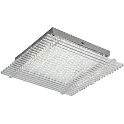Deckenleuchte Glas Deckenlampe Flurleuchte Wohnzimmerleuchte Decke, Glasstäbe klar, 1x LED 18W 1360Lm neutralweiß, LxBxH 32x32x8 cm