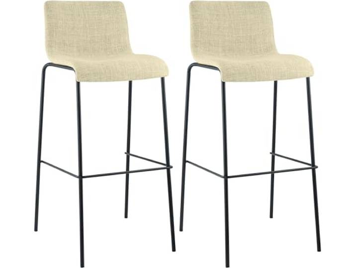 CLP Barhocker 2er Set mit Lehnen Hover, Barstühle stapelbar mit Stoffbezüge, Stapelstühle Metallgestelle bis 150 kg belastbar Farbe Creme Gestell Farbe schwarz