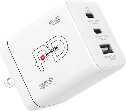 Skross Power Charger Combo+ 100W US USB Ladegerät 100W 2x USB-C, 1x USB-A USB PD Weiß Innenbereich USB Power Delivery (USB-PD)
