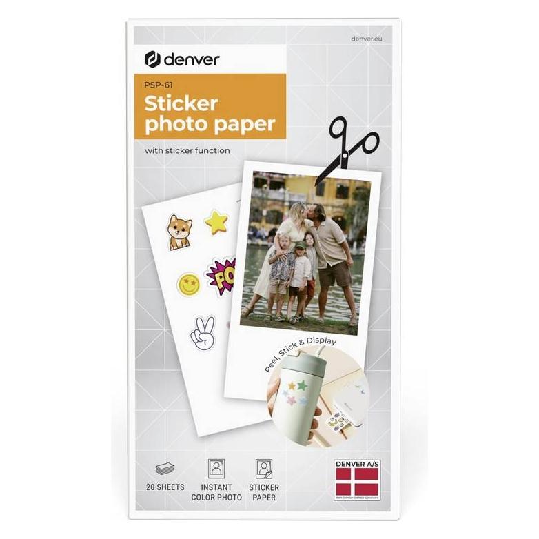Denver PSP-61 - Self adhesive photo print paper for MCP-6010 printer (10 x 15 cm, 20 Stk.) (PSP-61)