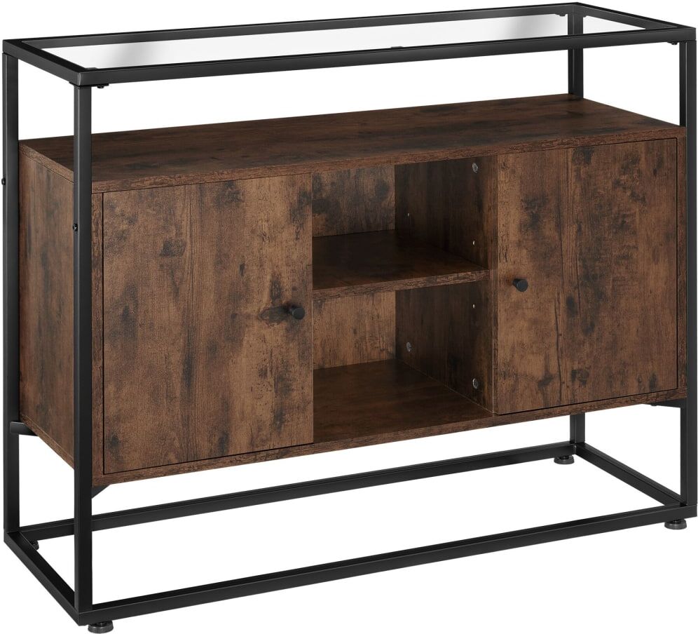 Tectake Aparador de estilo industrial 3 estantes 100x38x80,5 cm madera oscura