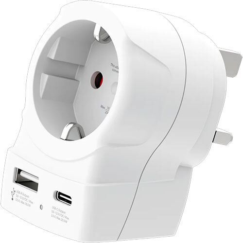 Skross Adaptador de Viagem  Europa para UK + USB-A   USB-C 20PD