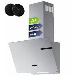 CIARRA Kopffreihaube, Schräge Dunstabzugshaube, A+ Max. 600 m3/h 60cm 3 Stufen, Umluft & Abluft VM6765AS