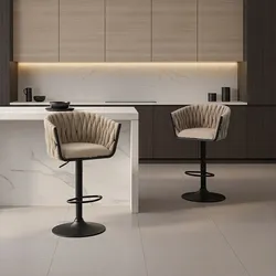 HOME DELUXE Barhocker höhenverstellbar gewebt SAMIR - 2er Set Beige
