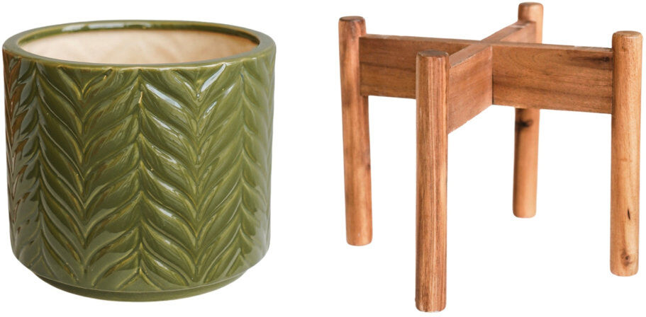 Ivyline Aspen Chevron Planter Olive 40cm H x 28cm W x 28cm D