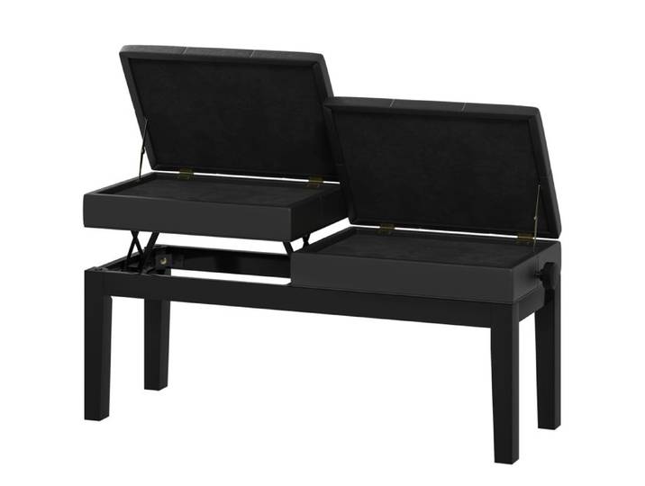 Banc de piano - HOMCOM - réglable en hauteur - tabouret de piano avec rangement - banquette pour clavier capitonné - noir