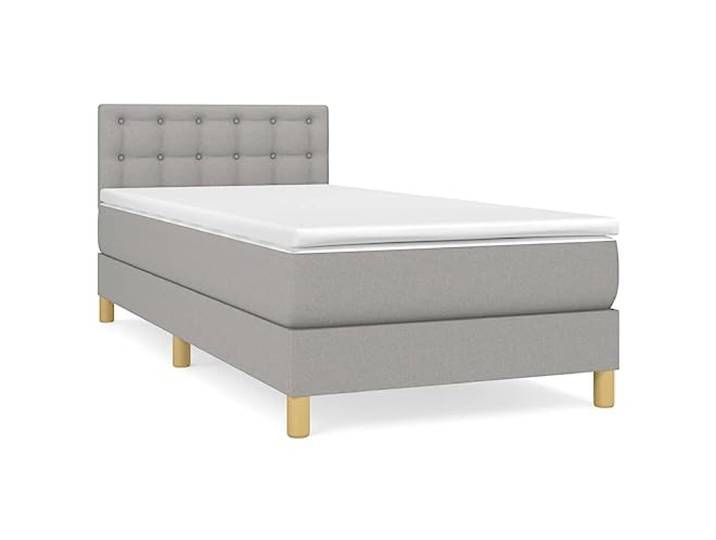 Makastle Boxspringbett mit Matratze Hellgrau 100x200 cm Höhenverstellbares Kopfteil