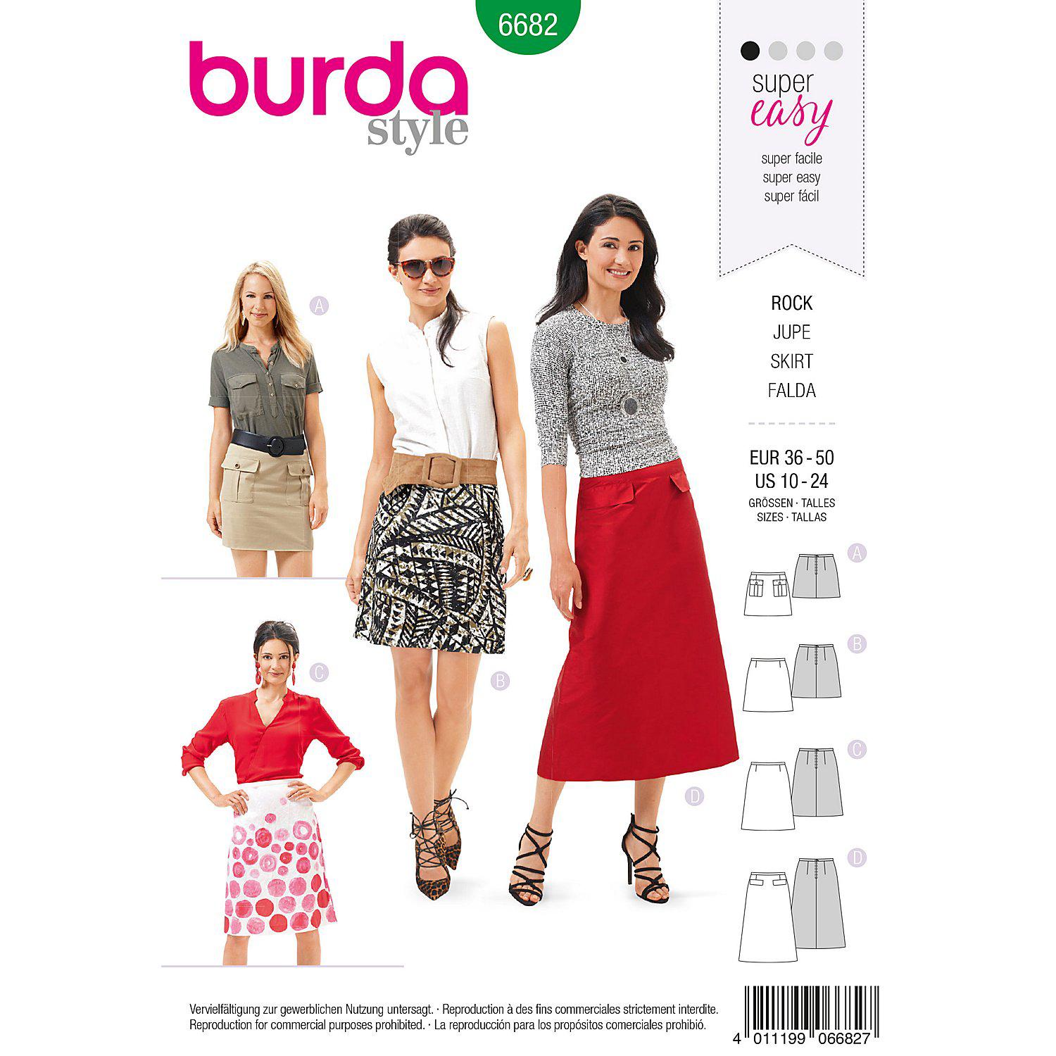 burda Schnitt 6682 "Rock in A-Linie-Form"