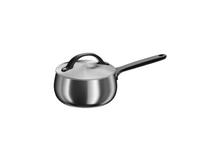 BergHOFF Home Kochtopf klein (16cm) – Stielkasserolle - Edelstahl Topf mit Deckel - Kochtopf für alle Herdarten - Kasserolle schwarz – spülmaschinengeeignet & Ofenfest