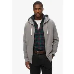 Superdry für Herren. M2014170A Unverzichtbarer klassischer Hoodie mit grauer Kapuze mit Reißverschluss (M), Lässig, Baumwolle