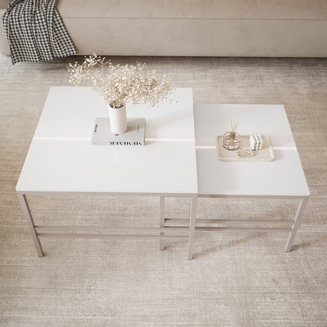 Metro FORMA 2-in-1 Coffee Table Set White 40cm H X 60cm W X 60cm D