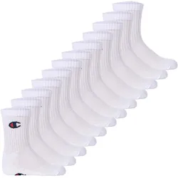Champion Kinder Socken, 12er Pack - Crew Socken, einfarbig Weiß / 27-30