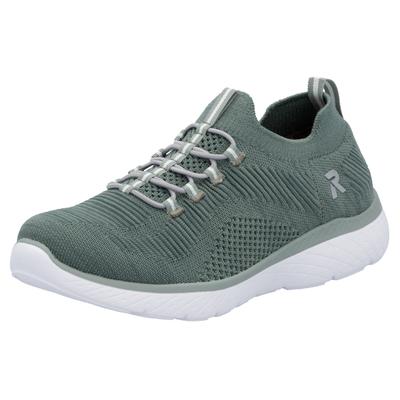 Slip-On Sneaker RIEKER SPORT, Damen, Gr. 40, grün (mint), Textil, Schuhe Sneaker, Slipper, Freizeitschuh, Schlupfschuh mit Elastik-Einstieg, Topseller