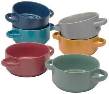 "Certified International Stoneware 22 Oz Matte Glaze Soup Crocks, Set of 6 - 7.75"" x 5.5"" x 2.5"""