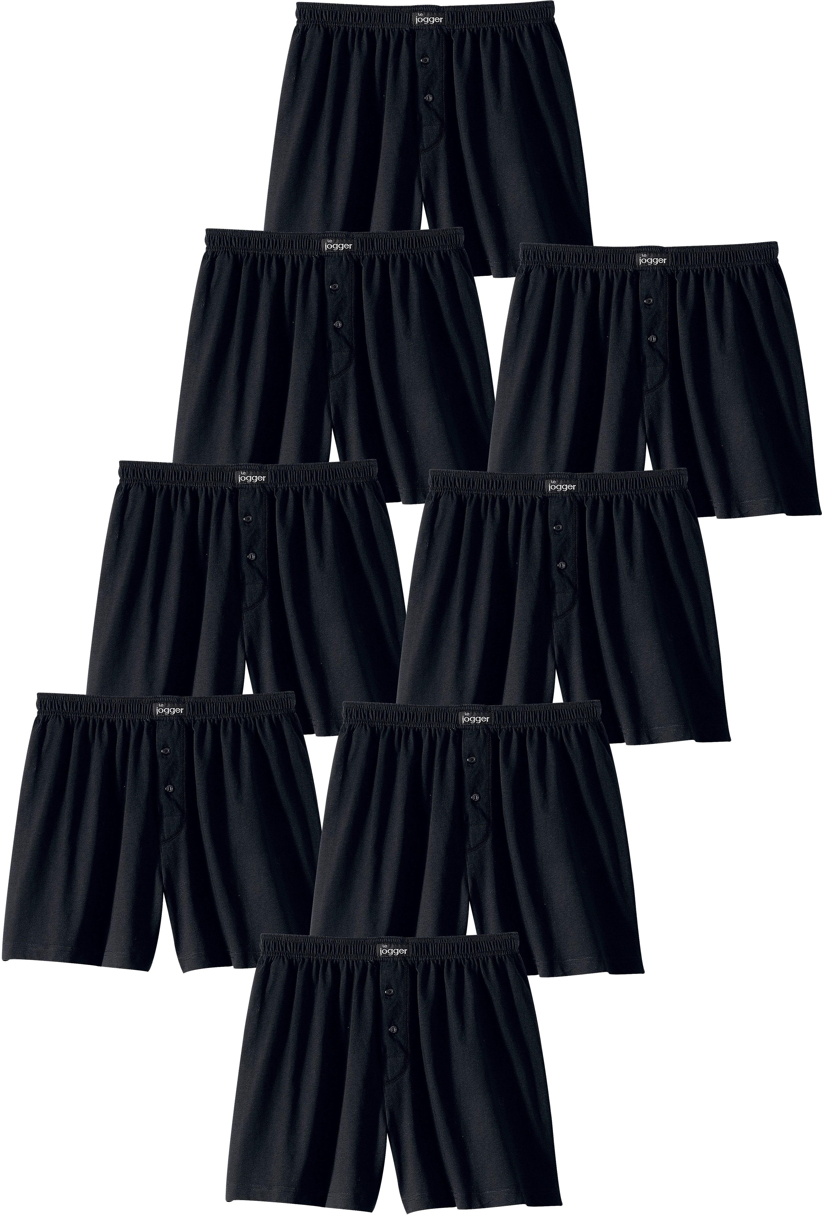 Weiter Boxer LE JOGGER, Herren, Gr. 3, 8 Stk., schwarz, Jersey, Obermaterial: 100% Baumwolle, unifarben, bequem, Unterhosen Weiter Boxer, aus angenehm weicher Baumwoll-Qualität schwarz 3, 8 Stk.