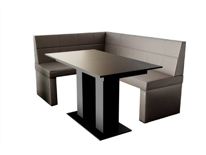 Fun Möbel Eckbankgruppe Eckbankgruppe „BLAKE“ Größe 168x128cm mit Tisch Schwarz, ausziehbarer Tisch