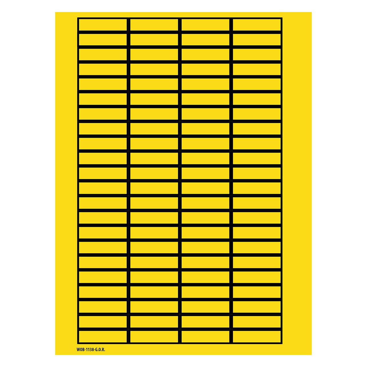 Brady B-500, WOB-1138-G.O.R., BESCHRIFTBARE ETIK. Gelb, 11 x 38mm (25 Bgen 80 Etik.) (101806) (WOB-1138-G.O.R.)