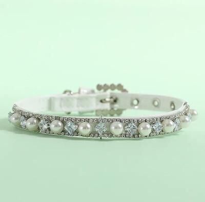 Uplift Picks Luxury Pearl Cat Collar Rhinestone Pet Necklace For Cats Puppies And Small Dogs 02 28 34cm