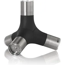AdHoc Magnetische 4in1 Mühle Giant, für Pfeffer, Salz und Chili, CeraCut Ceramic Mahlwerke und original S, Pfeffermühle + Salzmühle, Schwarz