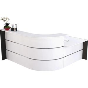 Kerkmann Empfangstheke Bari 3569, weiß / anthrazit, L-Form, Metall / Holz, (B/H/T) 235x112x200cm, mit Anbautisch