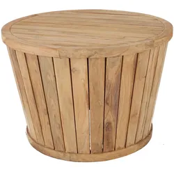 Beistelltisch Circus aus recyceltem Teakholz, rund, massiv, natur, Ø 63 cm, outdoor geeignet