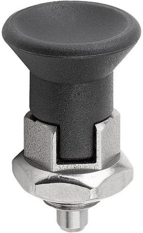 KIPP Arretierbolzen GR.2 M12x1,5 D6 Form D mit Rastnut Kontermutter kurz (K0631.18206)