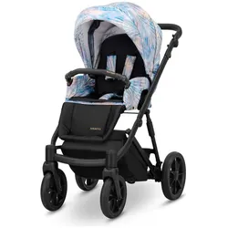 Kunert, Kinderwagen, Ivento 3in1 Kinderwagen in Rosa/Blau mit schwarzem Rahmen und modernem Design