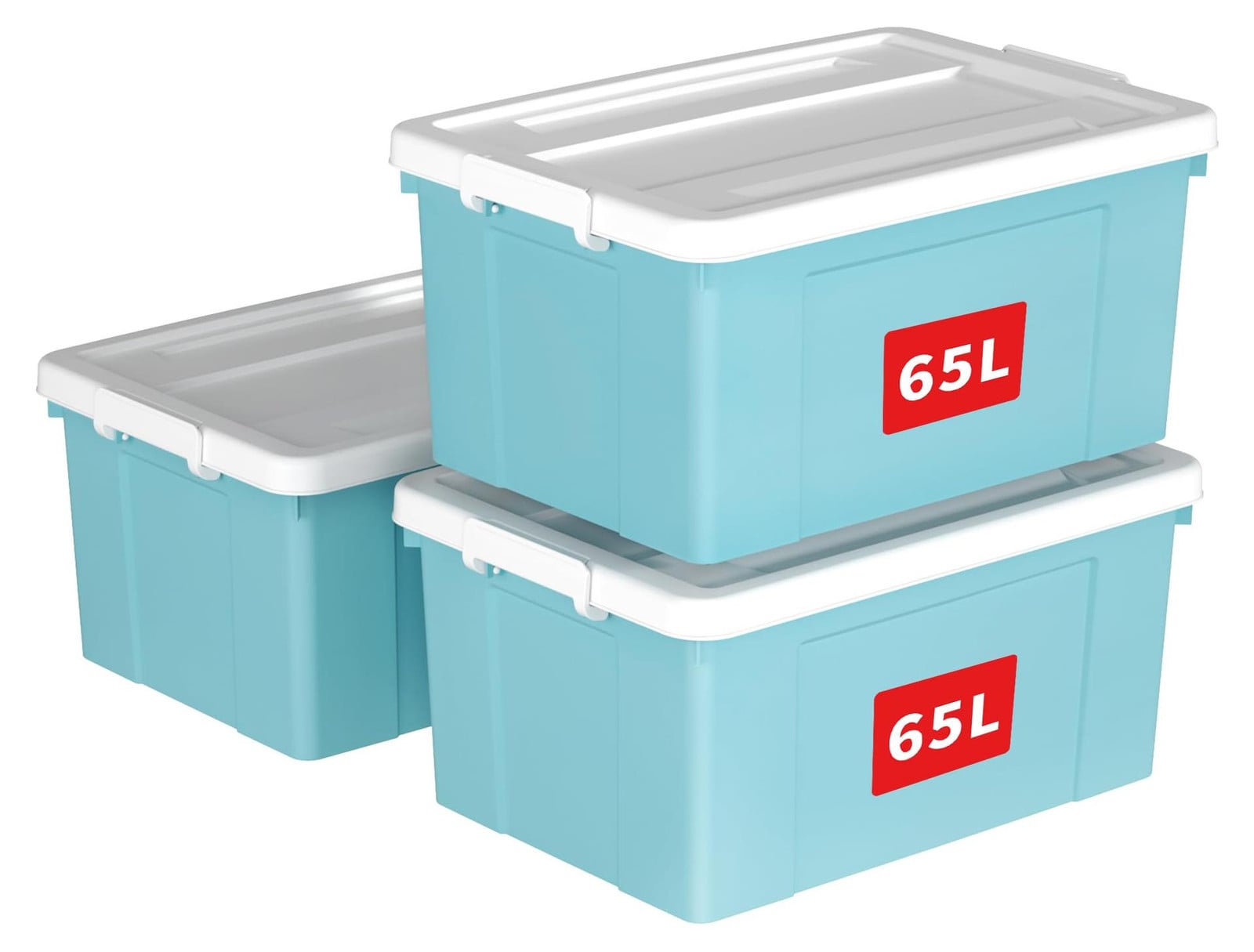 Solid Stapelbare Opbergdozen met Deksel, 3 stuks, Blauw
