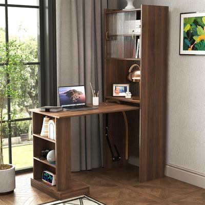 DEVERA Foldable Computer Desk with Storage