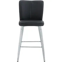 STILVORA Barhocker PU-Leder Schwarz/Silber mit ergonomischer Rückenlehne