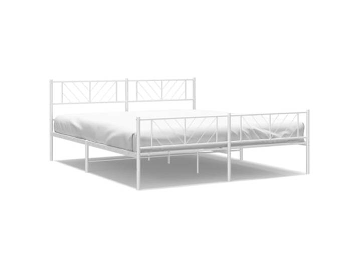 PUGYNBK Bettgestell aus Metall, Weiß, 180 x 200 cm, mit Bügel Verstärkter Stahlsockel, Leisten, Stauraum unten, Unterstützung für Rücken und Kopfteil