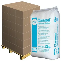 Claramat Regeneriersalz Siedesalz Tabletten 40x25 kg Palette für Wasseraufbereitungsanlagen nach DIN EN 973