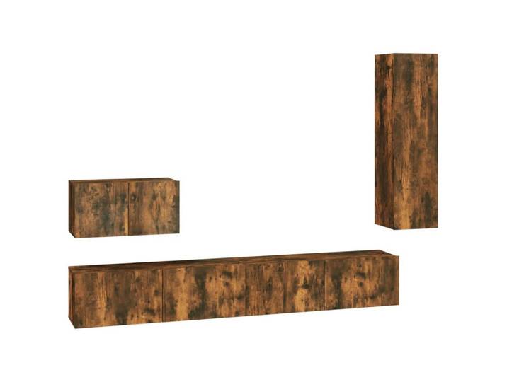 vidaXL TV-Schrank 4-tlg. TV-Schrank-Set Räuchereiche Holzwerkstoff (4-St)