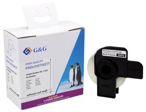 G&G Etiketten Kompatibel ersetzt Brother DK-11204 17 x 54mm Thermodirekt Papier Weiß 400 St. Permanent haftend Adress-Etiketten