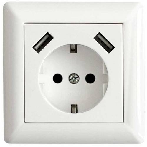 LEDmaxx 106648 1fach Unterputz-Steckdose mit USB, erhöhter Berührungsschutz Weiß