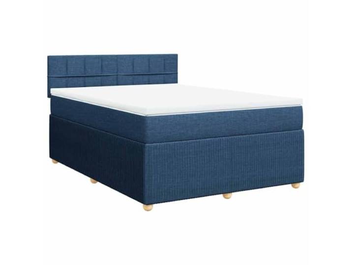 PUGYNBK Boxspringbett, 160 x 200 cm, mit Federkernmatratze Blaues Polyestergewebe, waschbarer Matratzenschoner, Lattenrost, atmungsaktive Unterstützung