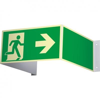 Schild | PERMALIGHT power langnachleuchtend Notausgang rechts in 3D-Optik, ISO, Kunststoff, 972x150mm