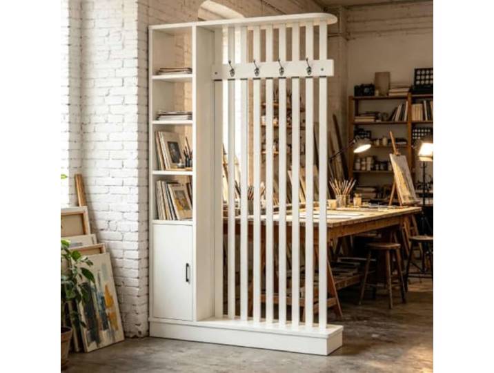 Raumteiler Trennwand Raumtrenner Holz Weiß With Storage Shelf,202x80x24cm Raumteiler Raumtrenner Trennwand Separator Dividers Free Standing Wohnzimmer Wall With Storage Shelf,202x80x24cm