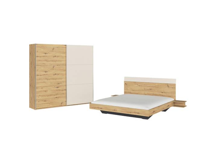 Rauch Möbel Schlafzimmer, Champagner, Eiche Artisan, 2 Fächer, Blauer Engel, Goldenes M, Made in Germany, Beimöbel erhältlich, in verschiedenen Größen Holzdekoren erhältlich,Typenauswahl, Holz-Dekoren erhältlich, Schlafzimmer, Schlafzimmer Komplett
